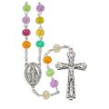  MULTI-COLOR "CANDIED" TEXTURED ACRYLIC BEAD ROSARY 